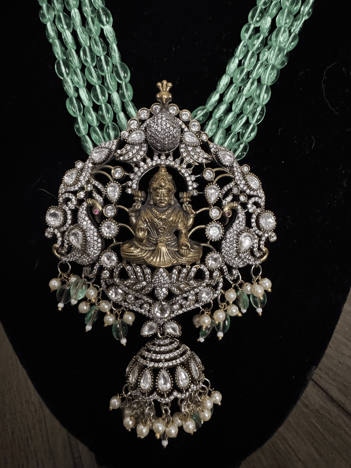 Antique Temple Necklace Set with Goddess Lakshmi Pendant